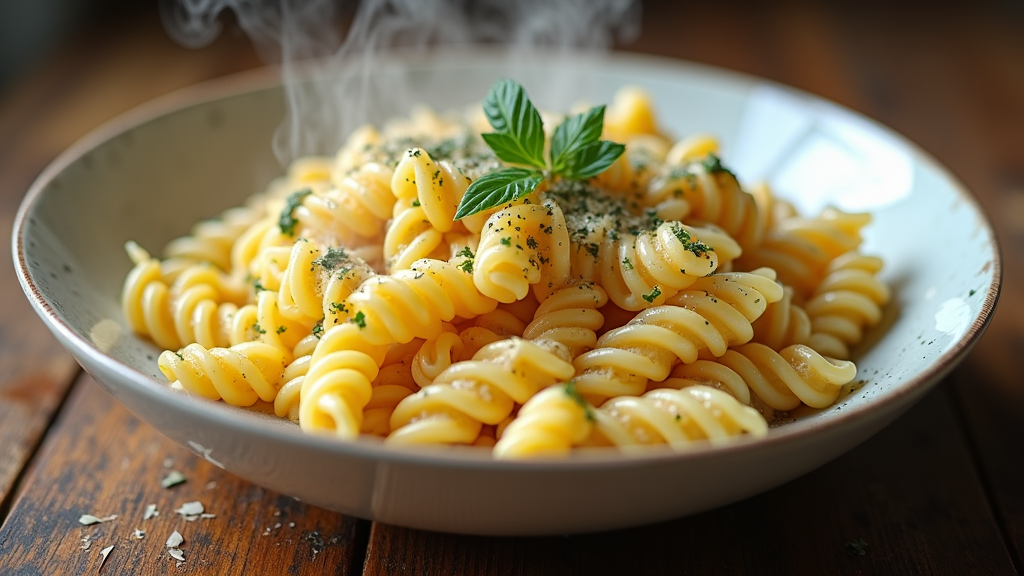 Creamy Garlic Fusilli Pasta