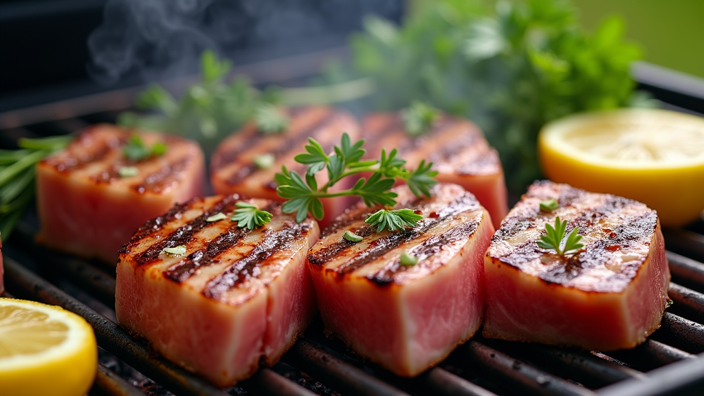 Grilled tuna on BBQ